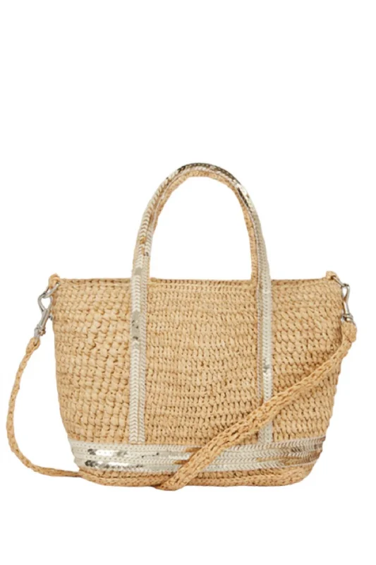 Women's Raffia Cabas Tote In Natural/silver