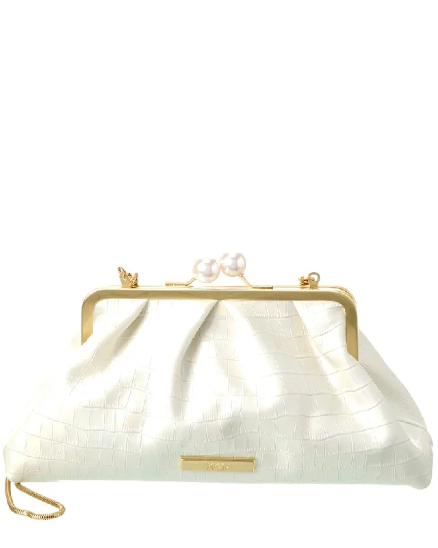 Zac Posen Lacey Soft Frame Croc-Embossed Leather Clutch