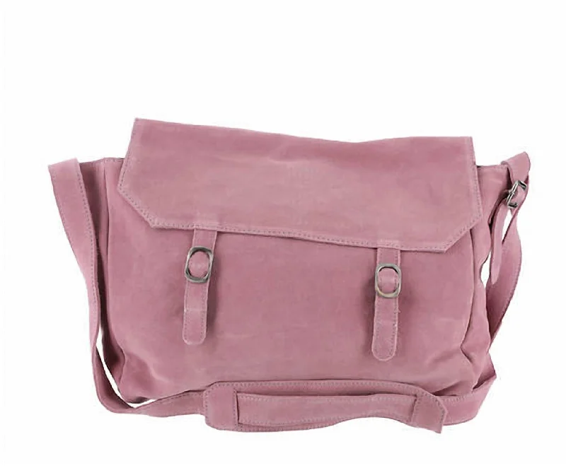 Zahara Suede Messenger Bag In Orchid