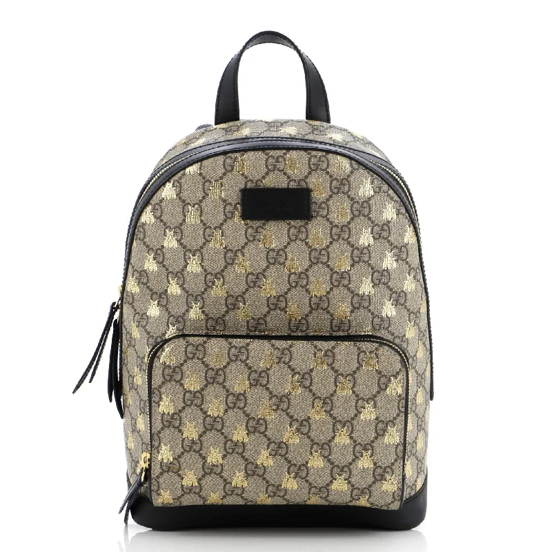 Zip Pocket Backpack Printed GG Coated Canvas Small